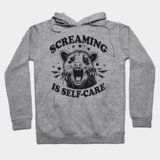 Screaming is Self Care Opossum Shirt, Womens Opossum Tee,Cute Opossum Tee,Opossum Lover Gift, Retro Aesthetic Tee,90s Cute Gift Hoodie